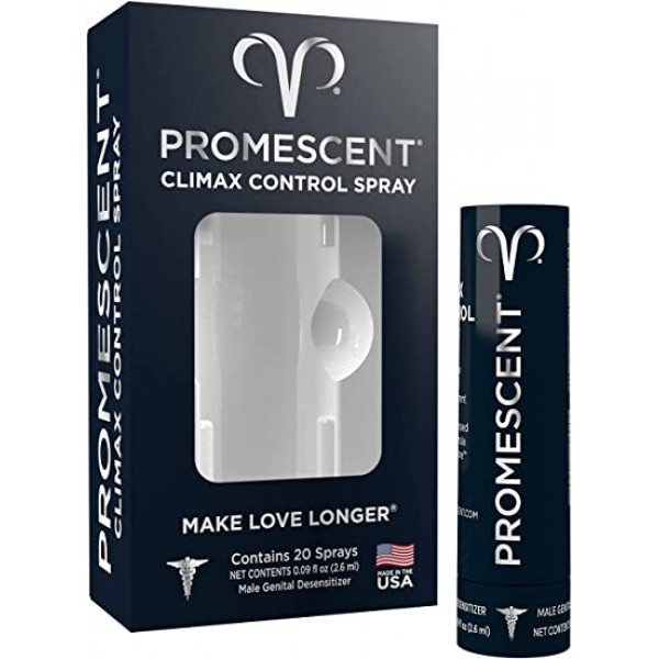 Promescent Delay Spray Sexual Enhancer for Men to Last Longer in Bed, Climax Control Numbing Cream with Lidocaine for Male Genital Desensitizing - Increase Duration, Performance, and Stamina, 2.6ml