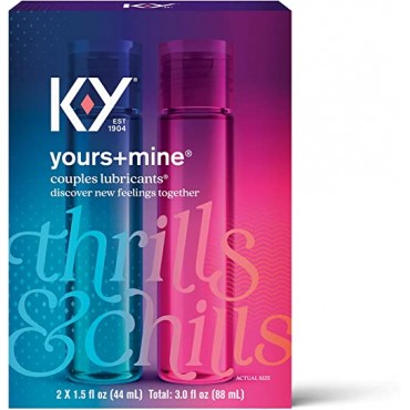 Lubricant for Him and Her, K-Y Yours & Mine Couples Lubricant, 3 fl oz, Couples Personal Lubricant and Intimate Gel, Sex Lube for Women, Men and Couples, Clear