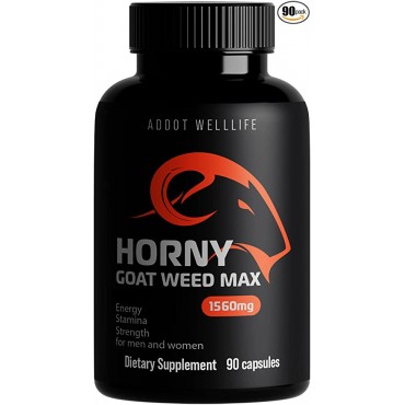 Horny Goat Weed for Men, Women 90 caps- Natural Energy, Performance Support Supplements - 1560mg per Serving - Maximum Strength with Maca, Tongkat Ali Root, Saw Palmetto, Panax Ginseng and Others