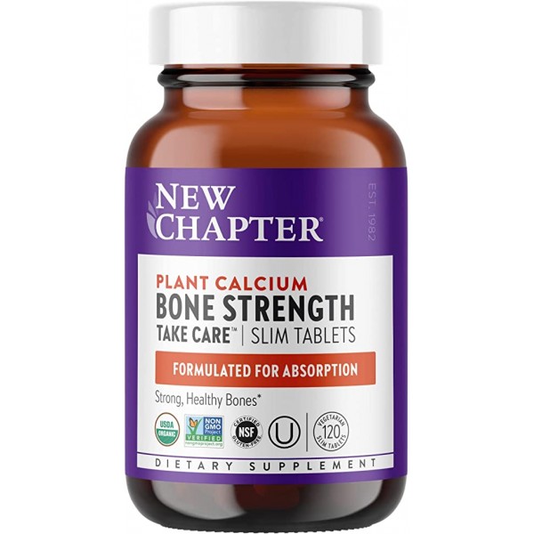 New Chapter Calcium Supplement – Bone Strength Organic Plant Calcium with Vitamin K2 + D3 + Magnesium, Vegetarian, Gluten Free - 120 Count (40 Day Supply)