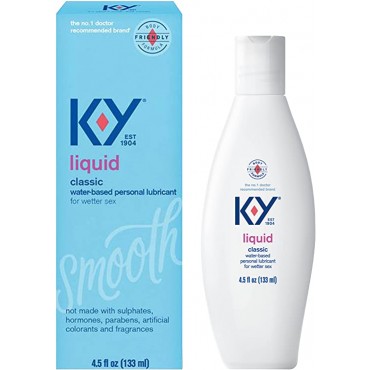 K-Y Liquid Personal Lubricant 4.5 Oz, Premium Natural Feeling Water-Based Lube For Men, Women & Couples