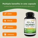 Horny Goat Weed for Male Enhancement - Extra Strength Horny Goat Weed for Men 1590mg Complex with Saw Palmetto Extract L Arginine Panax Ginseng and Tongkat Ali Extract Testosterone Supplement for Men