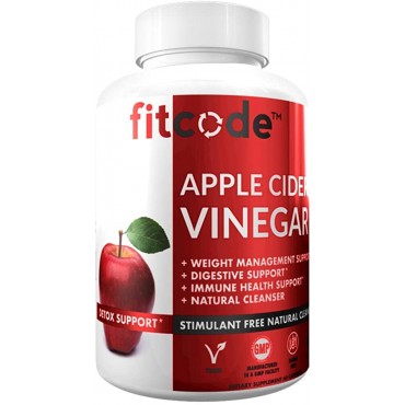 Fitcode Extra Strength Apple Cider Vinegar Pills, 500mg, Natural Digestion, Detox, & Immune Support Apple Cider Powder with Cayenne Pepper for Enhanced Cleansing & Weight Loss Support, 60 Capsules