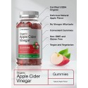 Organic Apple Cider Vinegar Gummies | 250 Gummies | Vegan, Non-GMO & Gluten-Free Supplement | USDA Certified Organic ACV | Apple Flavor | by Horbaach