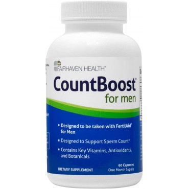 CountBoost for Men - Male Fertility Supplement to Support Count - with Ashwagandha, Maca, Glutathione, B Vitamins - FertilAid for Men Companion Product (60 Capsules / 1 Month Supply)