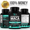 X Gold Health Ashwagandha 5,000mg + Maca Root Black, Red, Yellow 4,000mg, Rhodiola & L-Theanine: 30:1 Extract Ashwagandha Capsules, 20:1 Extract Maca Root Capsules - Supplement for Men and Women