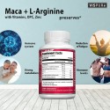 Maca Root Capsules 5000 mg + L-Arginine, Vitamins B6 + B12, OPC and Zinc, Energy Boosting Formula* for Men and Women, 120 Vegan Tablets with Organic Maca Peruana Extract