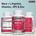 Maca Root Capsules 5000 mg + L-Arginine, Vitamins B6 + B12, OPC and Zinc, Energy Boosting Formula* for Men and Women, 120 Vegan Tablets with Organic Maca Peruana Extract