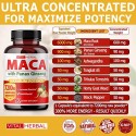 Maca Root Capsules Equivalent to 7200mg Maximum Strength with Ashwagandha Tongkat Ali Tribulus Terrestris Horny Goat Weed Panax Ginseng for Men Women - 1 Bottle - 90 Days Supply